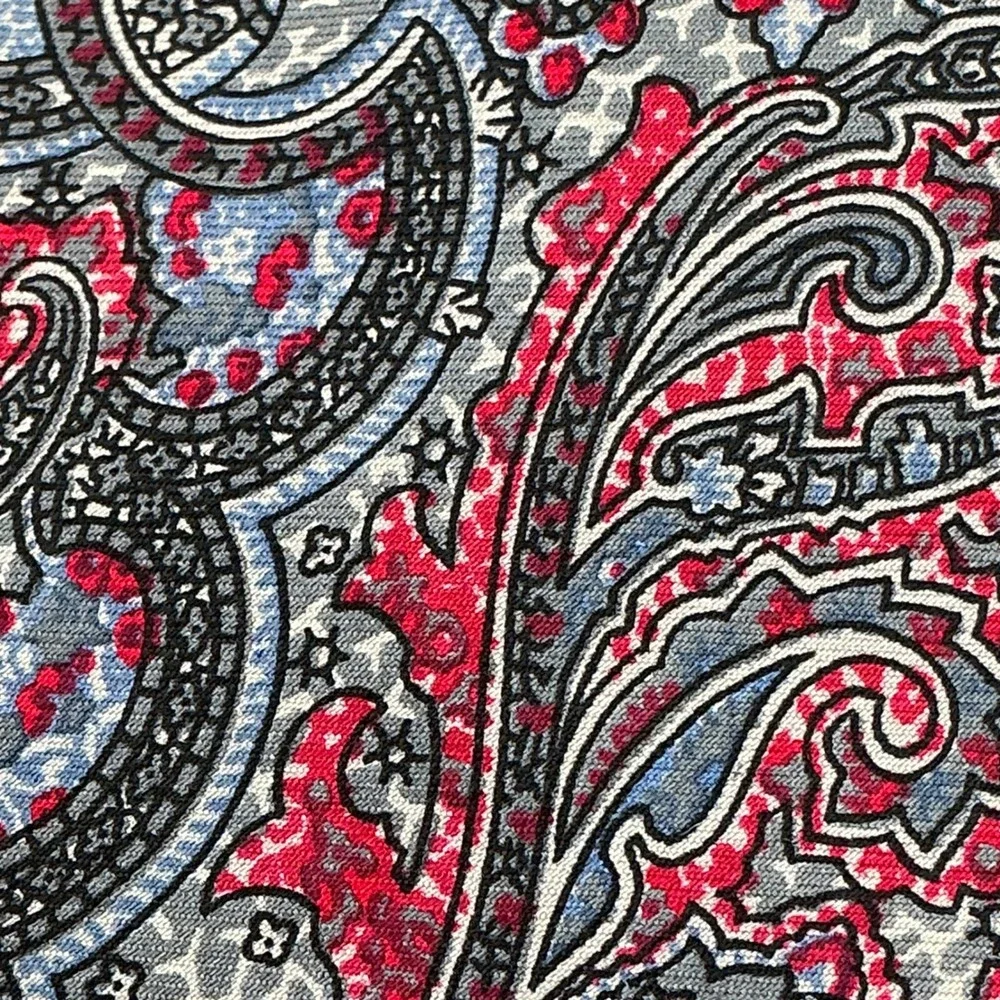 Barneys New York‎ Mens Paisley Silk Tie Red Blue Gray Hand Sewn Imported Fabric